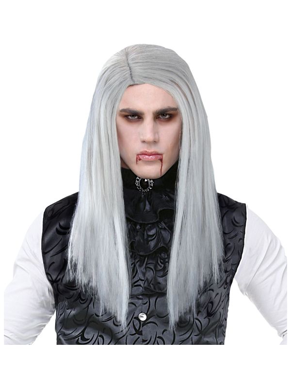 Halloween Lange Vampier Pruik Grijs