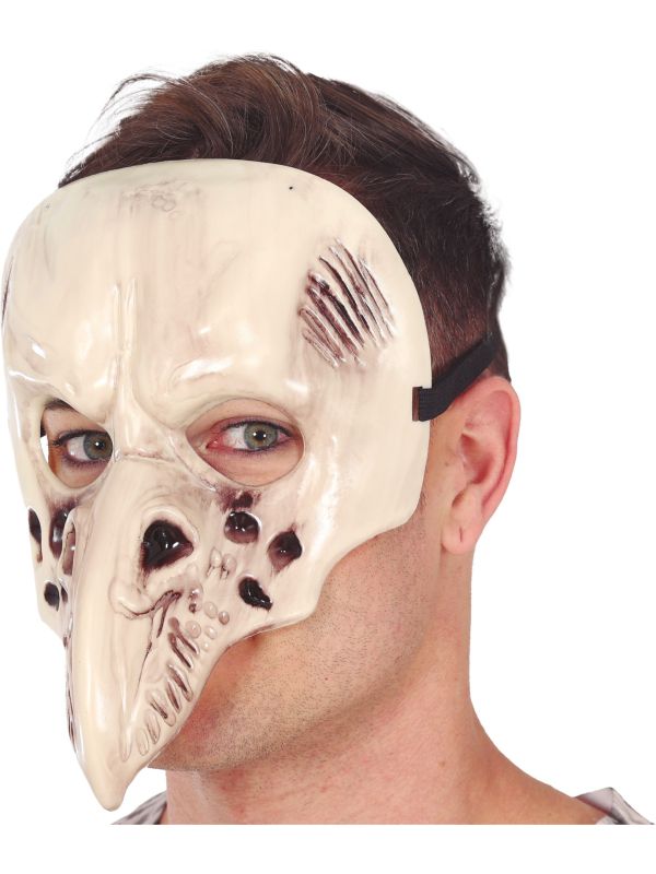 Halloween Raven Schedel Masker Beige