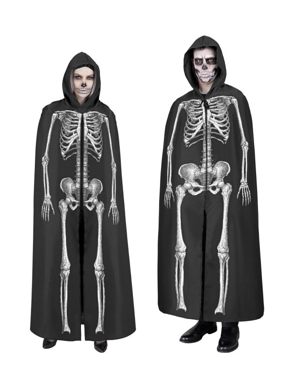 Halloween Skelet Cape met Capuchon