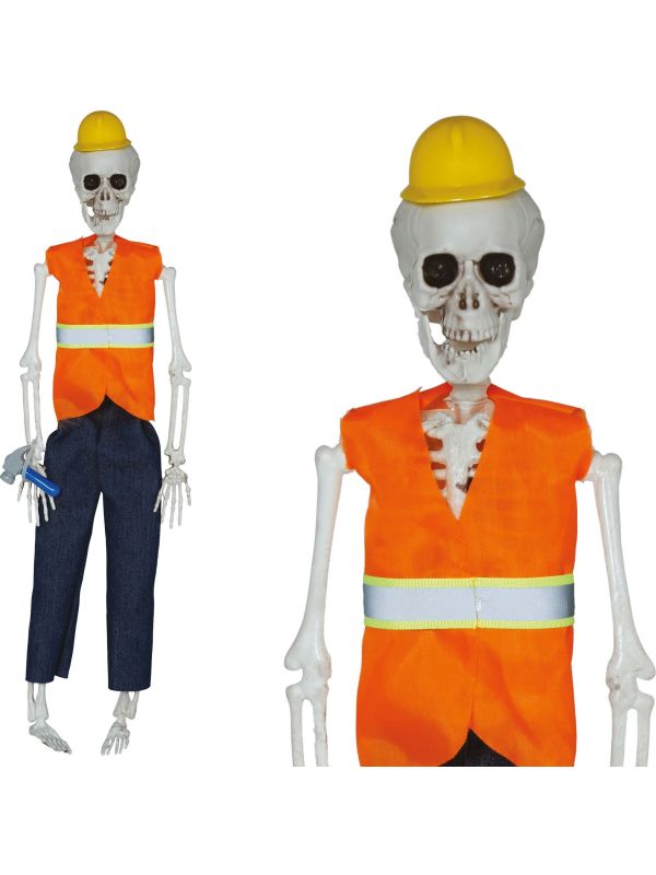 Halloween Skelet Hangende Bouwvakker 40cm