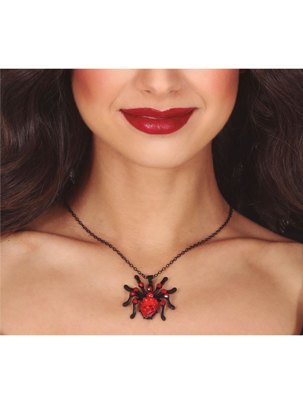 Halloween Spin Ketting met Rode Robijn