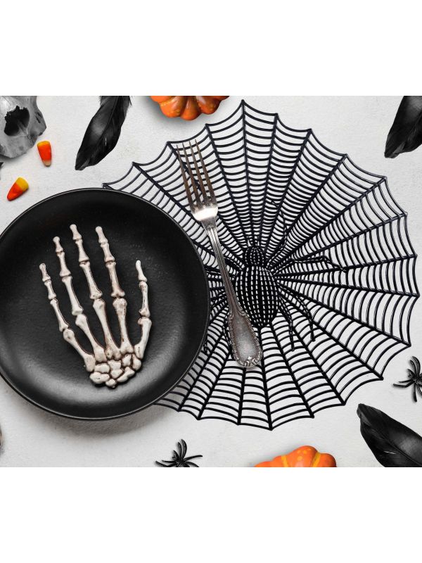 Halloween Spinnenweb Placemat Opengewerkt