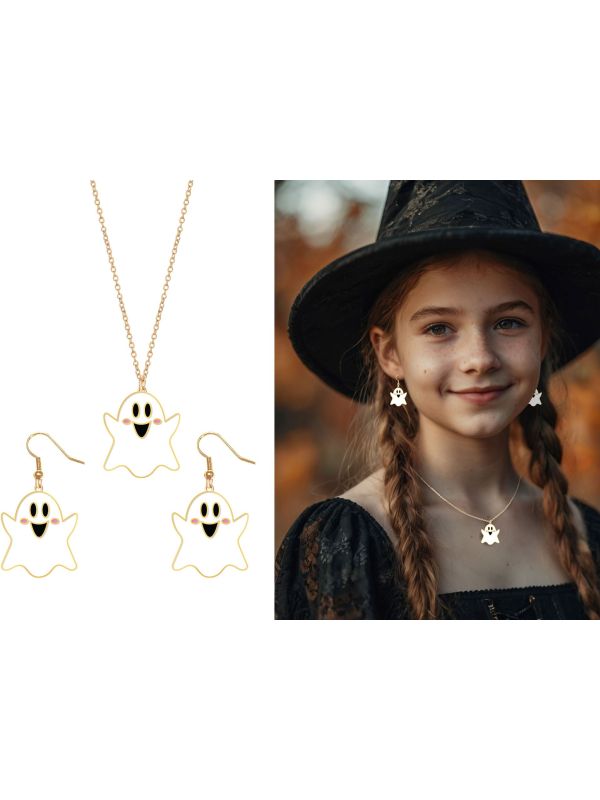 Halloween Spook Oorbellen en Halsketting Kind