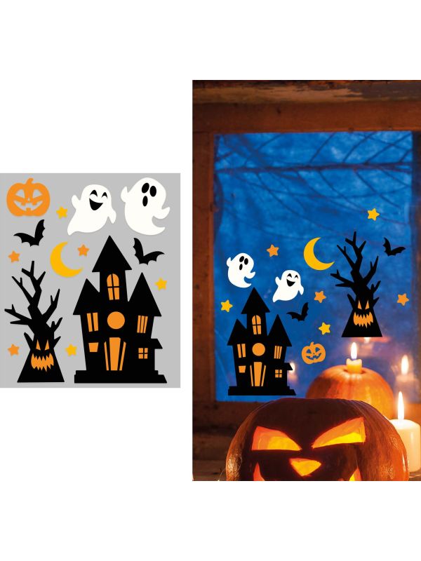 Halloween Spookhuis Gel Raamstickers