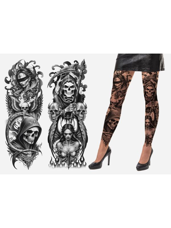 Halloween Tattoo Effect Panty Zwart Dood