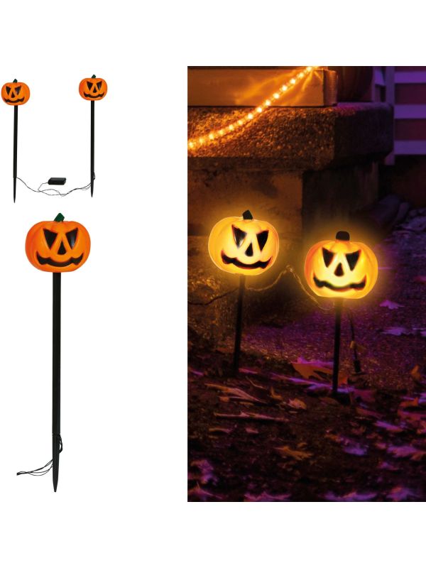 Halloween Tuinlantaarn 2 Stuks Oranje Zwart 50cm