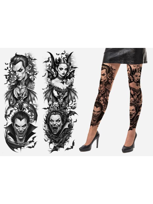 Halloween Vampier Tattoo Effect Panty Zwart