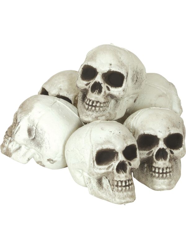 Halloween Witte Schedel set 6 Stuks 8cm