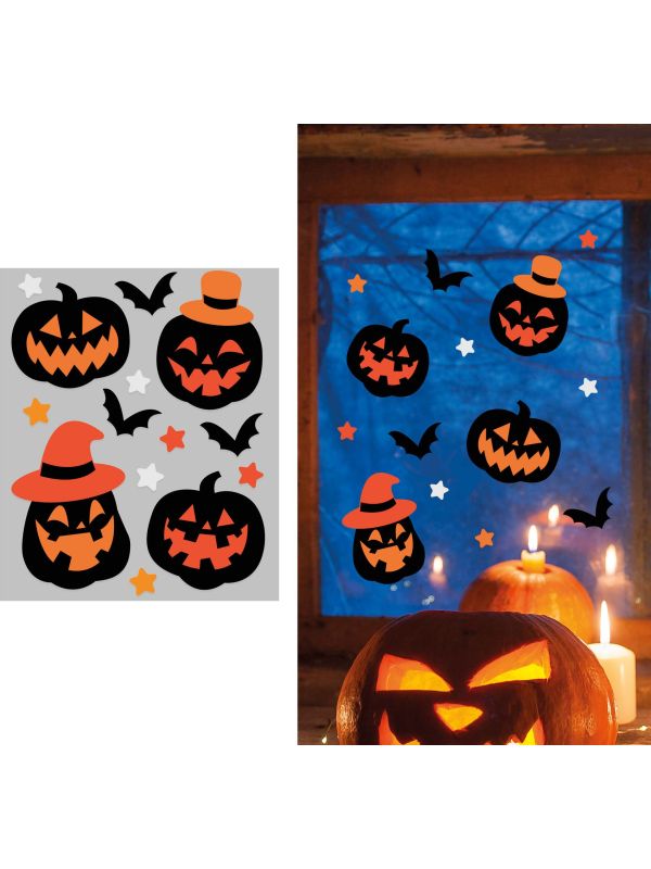 Halloween Zwarte Pompoenen Gel Raamstickers