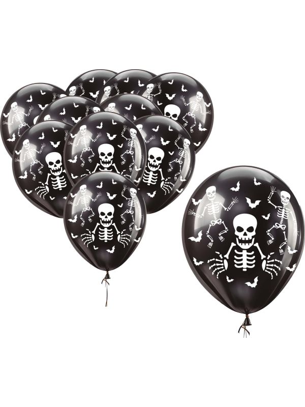 Halloween Zwarte Skelet Ballonnen 30cm
