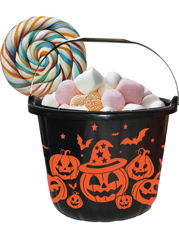 Halloween Zwarte Snoep Emmer Pompoenen