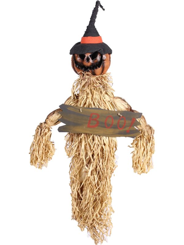 Hangende Pompoen Vogelverschrikker met BOO Bord Halloween