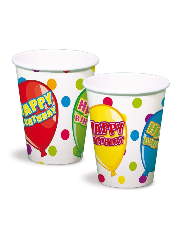 Happy Birthday Ballon Wegwerp Bekers
