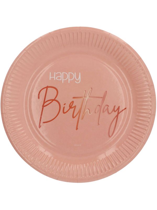 Happy Birthday Elegant Wegwerp Bordjes Roze