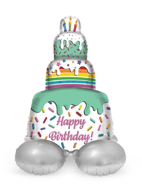 Happy Verjaardag Taart Staande Folieballon