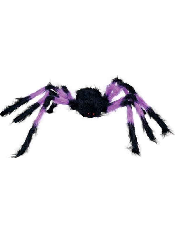 Harige Paars Zwarte Spin Halloween 75cm