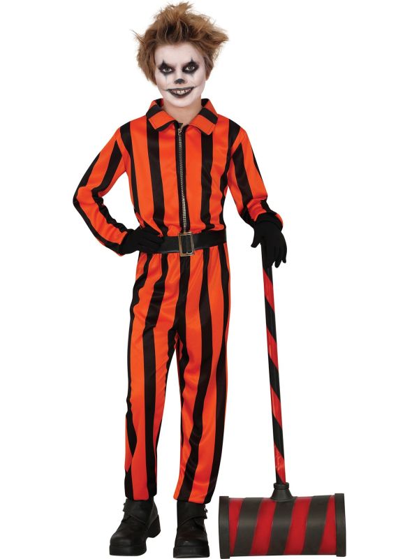 Harlekijn Gevangenis Kostuum Kind Rood Zwart