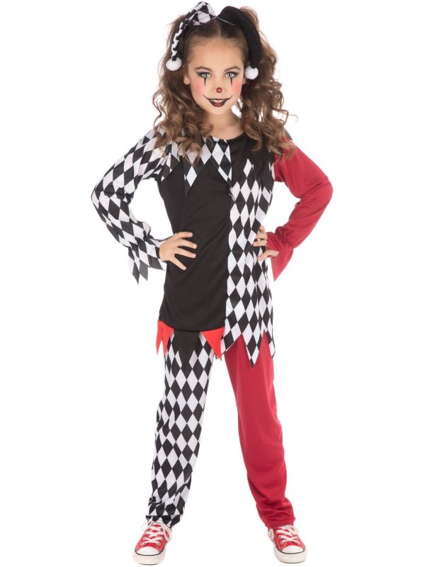 Harlequin Kostuum Meisjes Zwart Rood