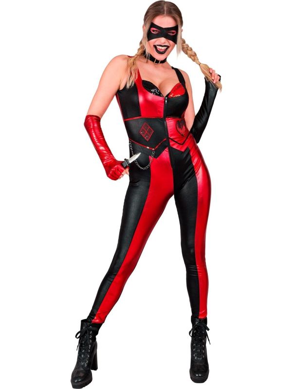 Harley Quinn Kostuum Rood Zwart Dames