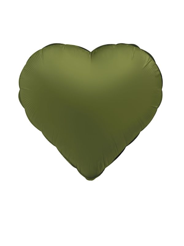 Hart Folieballon Olijfgroen 45 cm