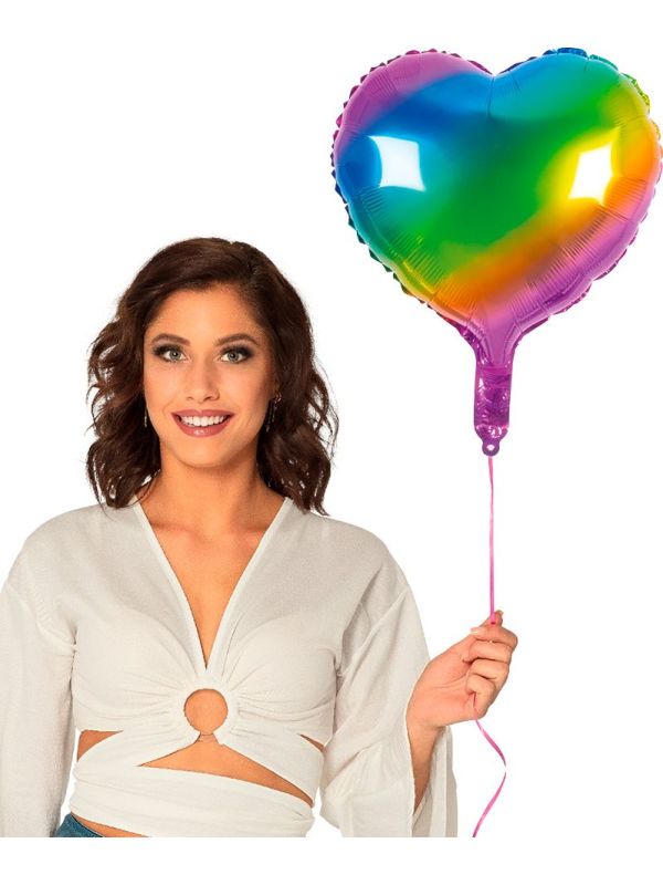 Hart Vormige Folie Ballon Regenboog