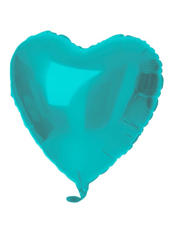 Hartvorm Folieballon 45cm Aqua Blauw