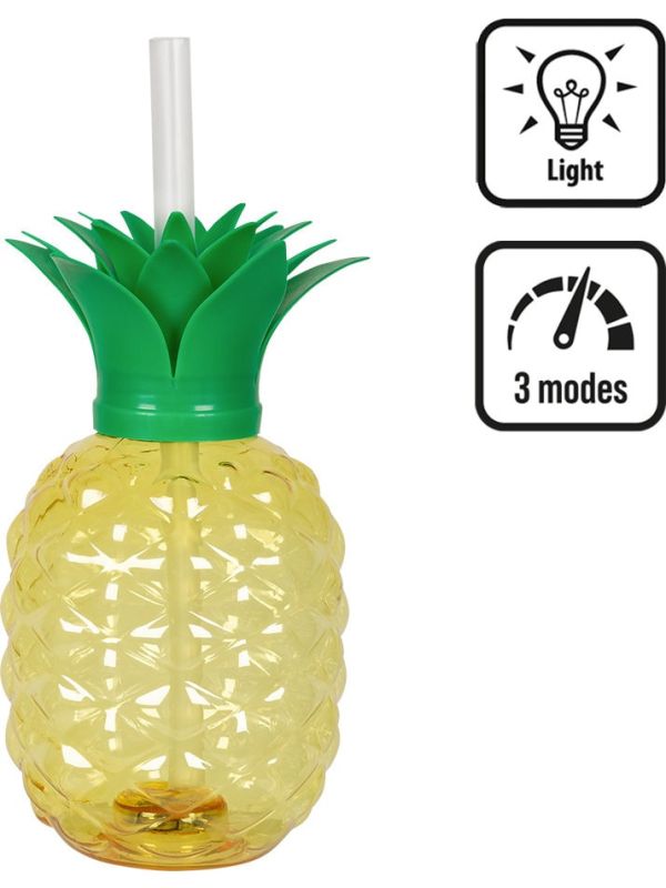 Hawaii beker Ananas met Rietje LED Verlichting