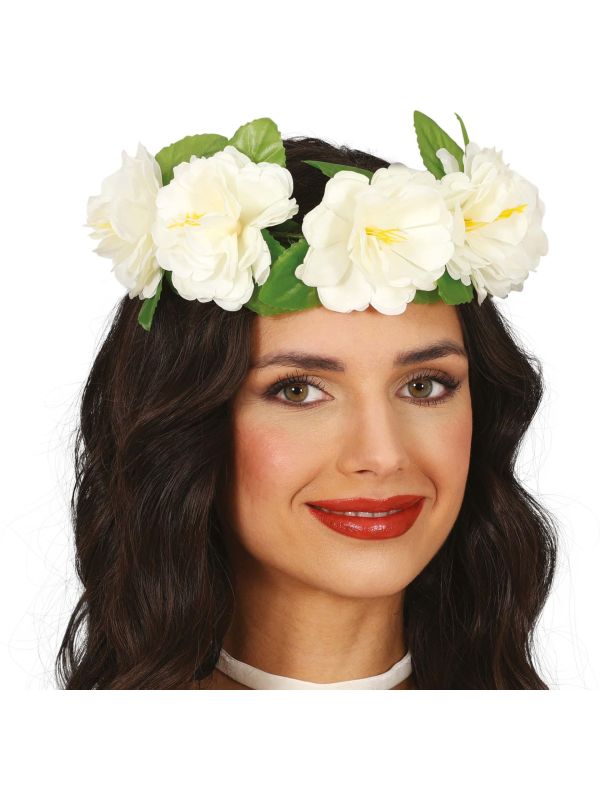 Hawaii Bloemenkroon Wit Volwassenen