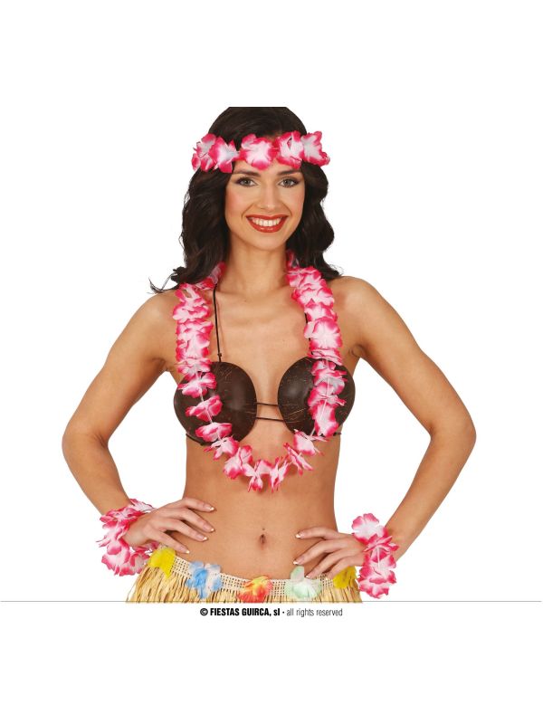 Hawaii Krans Hoofdband Armband Rood Wit