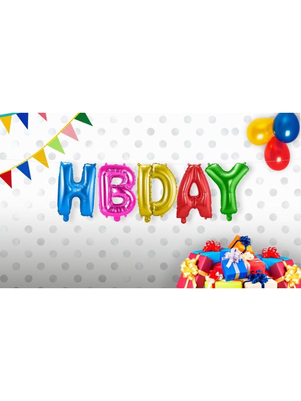 Hbday Gekleurde Folieballon Letters