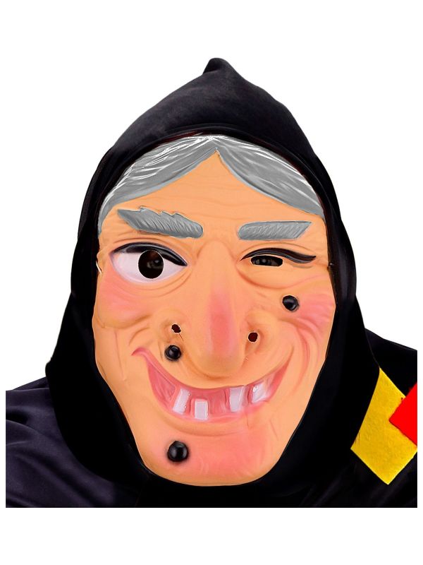Heks Masker met Capuchon Grijs Haar
