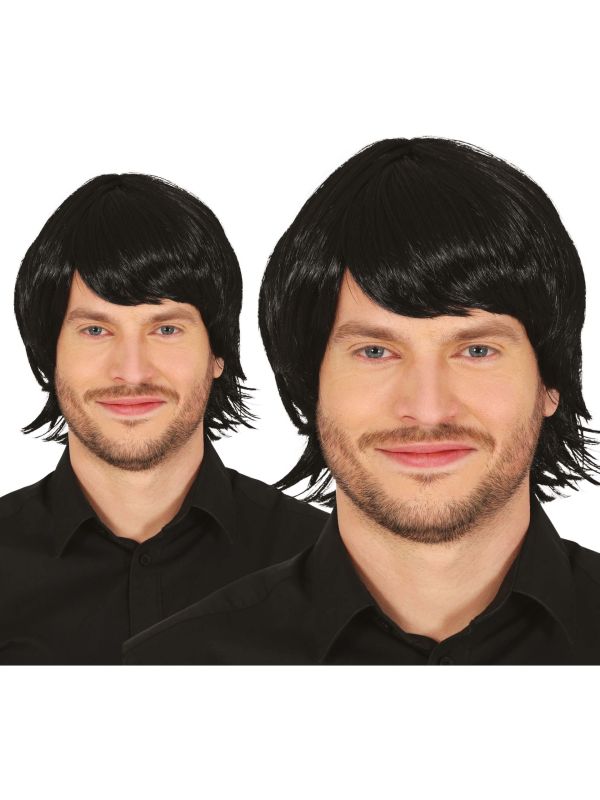 Heren Pruik 70's Zwarte Slag