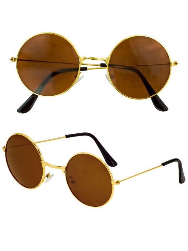 Hippie Bril Bruine Ronde Glazen Dames Heren