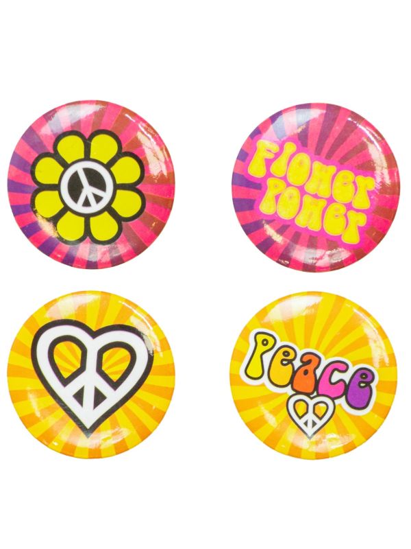 Hippie Buttons Set van 4