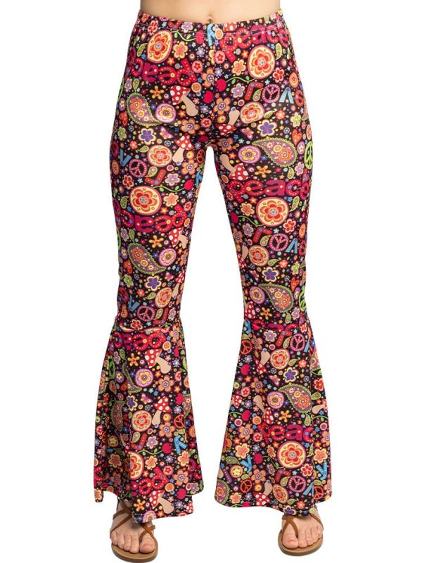 Hippie Flarebroek Dames 70s Flower Power