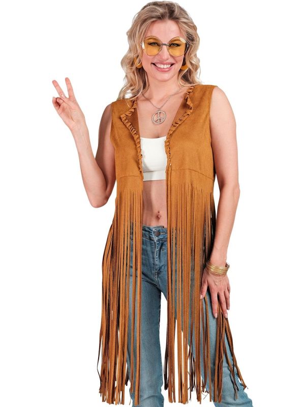 Hippie Gilet Bruin Dames Jaren 60 Carnaval