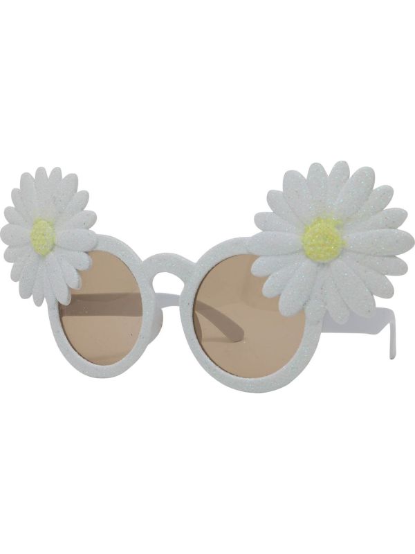 Hippie Glitterbril met Margrietjes