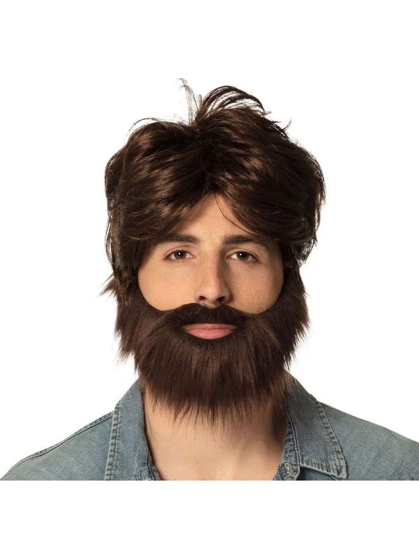 Hipster Dude Pruik met Baard