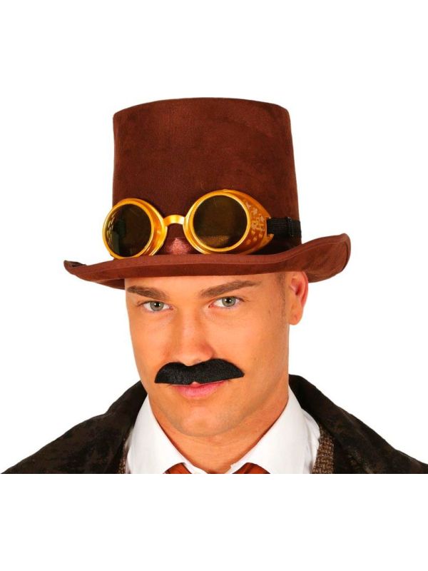 Hoge Steampunk Hoed met Bril