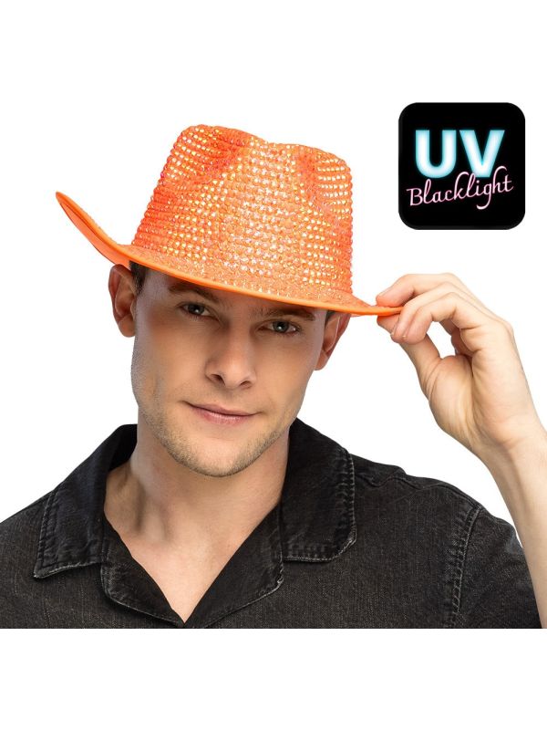 Holland Oranje Cowboyhoed met Pailletten