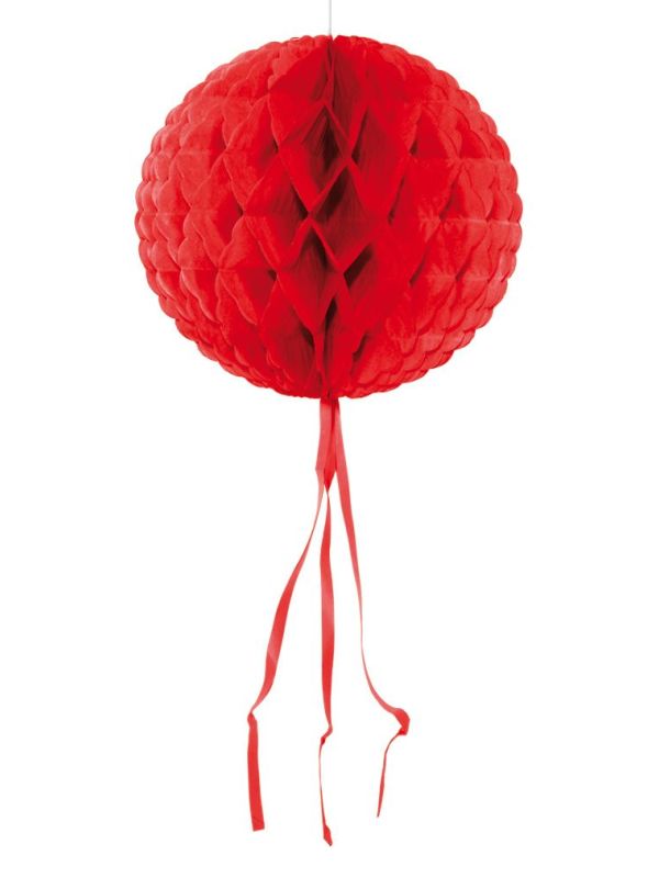Honingraat Bol Versiering Rood 30cm