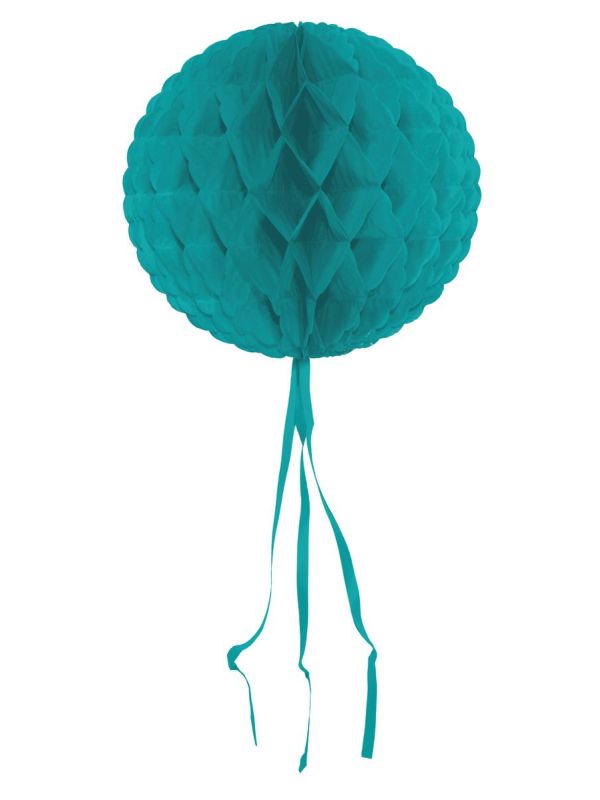 Honingraat Bol Versiering Turquoise 30cm