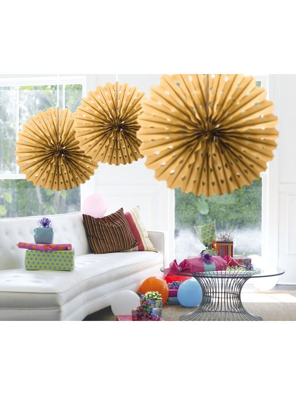 Honingraat Waaier Versiering Goud 45cm