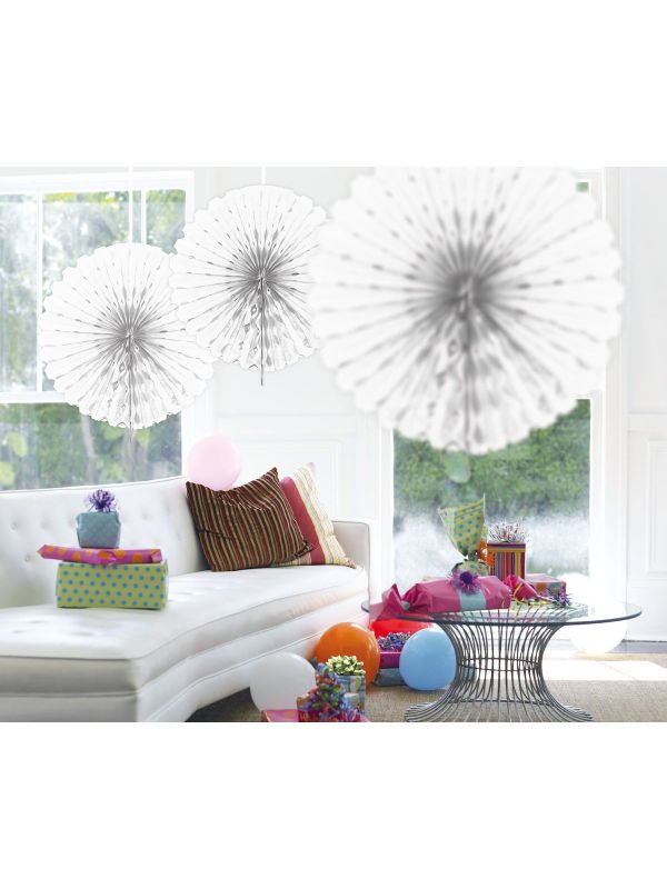 Honingraat Waaier Versiering Wit 45cm