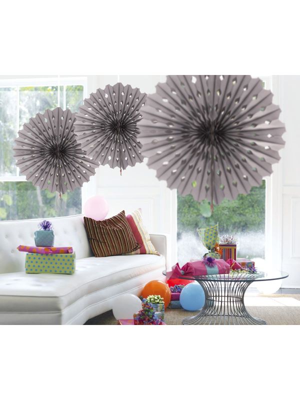 Honingraat Waaier Versiering Zilver 45cm