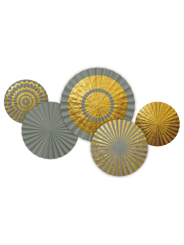 Honingraat Waaiers Goud/Grijs