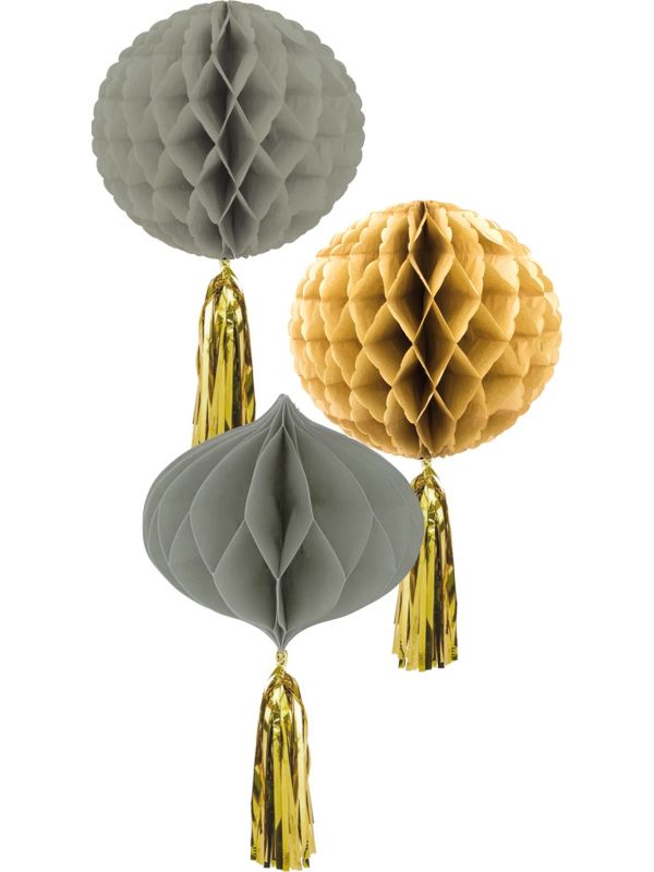 Honingraatballen Goud/Grijs