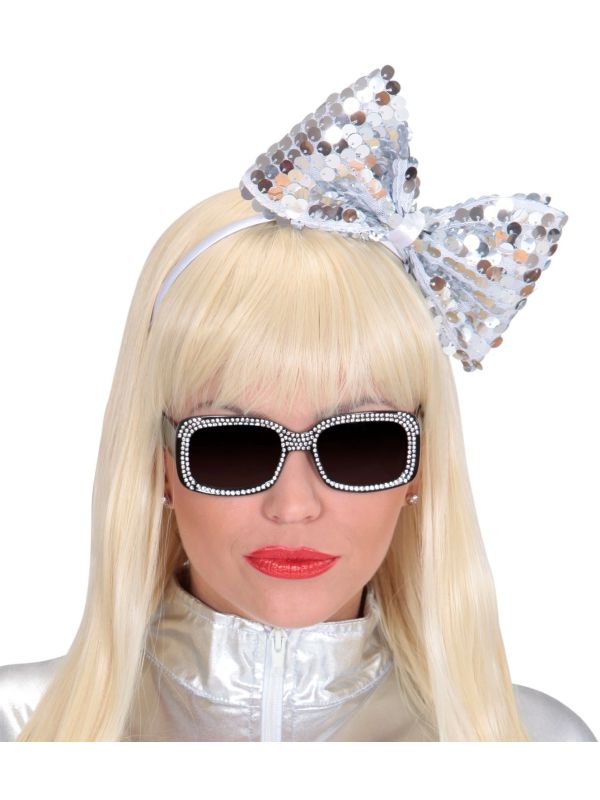 Hoofdband met Zilveren Pailletten Strik