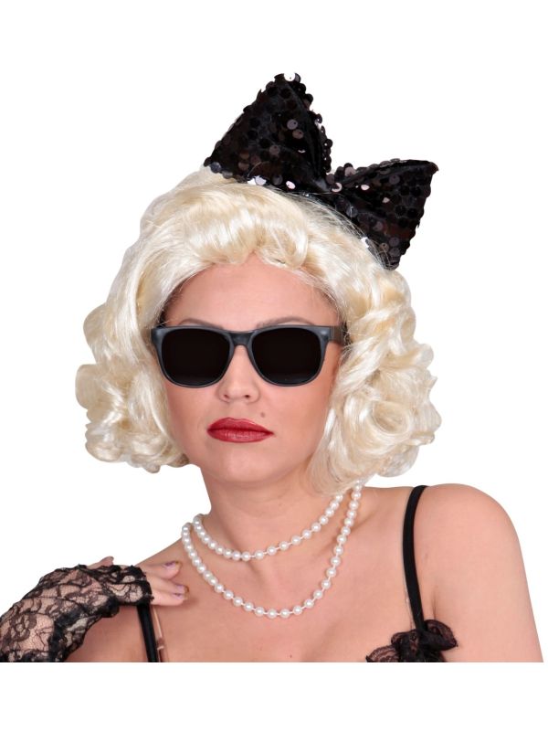 Hoofdband met Zwarte Pailletten Strik