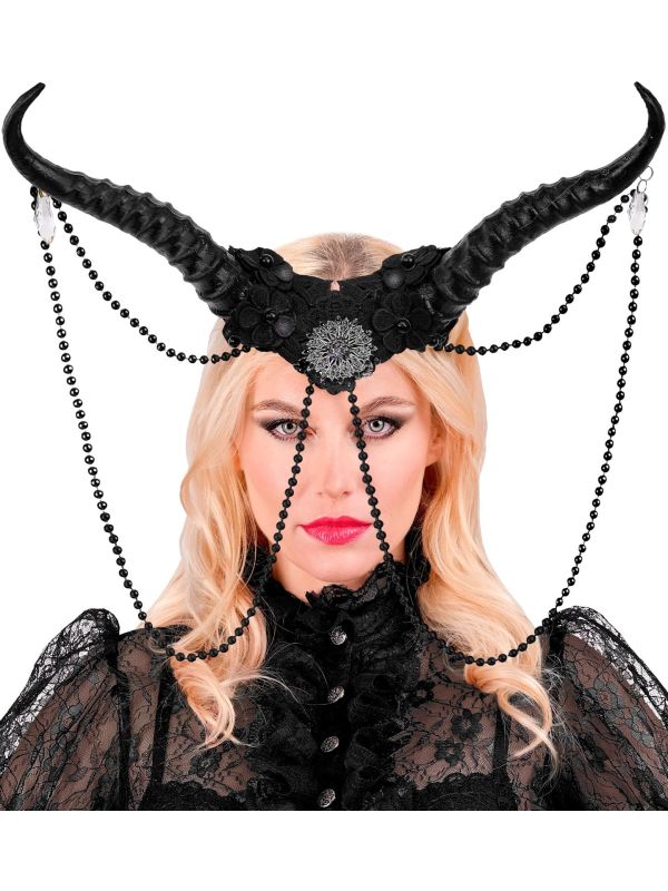 Hoofdband Zwart Duivel met Hoorns
